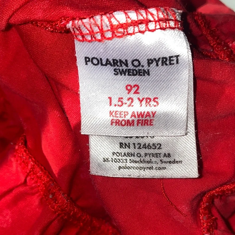 Polarn O. Pyret Kids shirt in Red w/ White Flowers & Pink Hearts. Size 18-24 mo